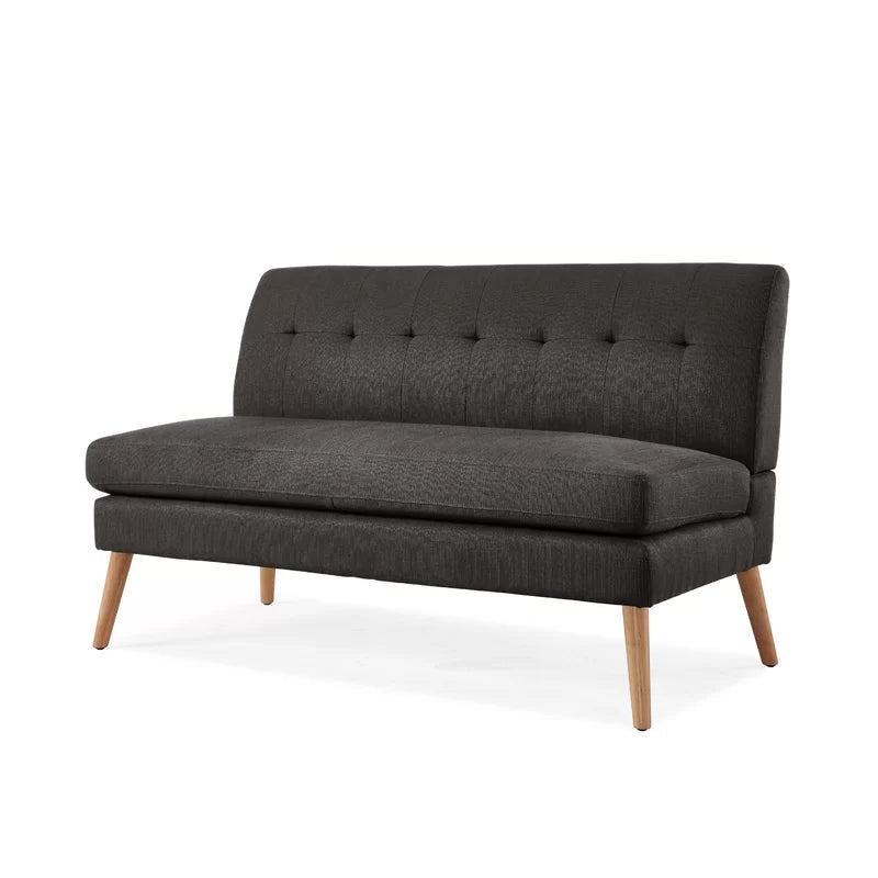 2 Seater Armless Upholstered Sofa with Wooden Legs -