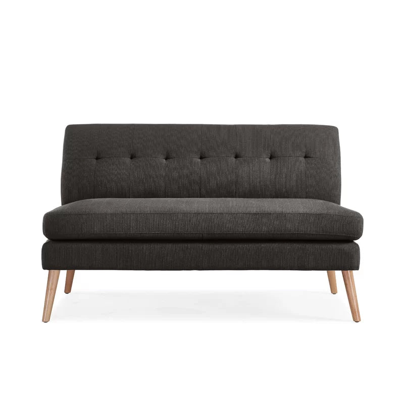 2 Seater Armless Upholstered Sofa with Wooden Legs -