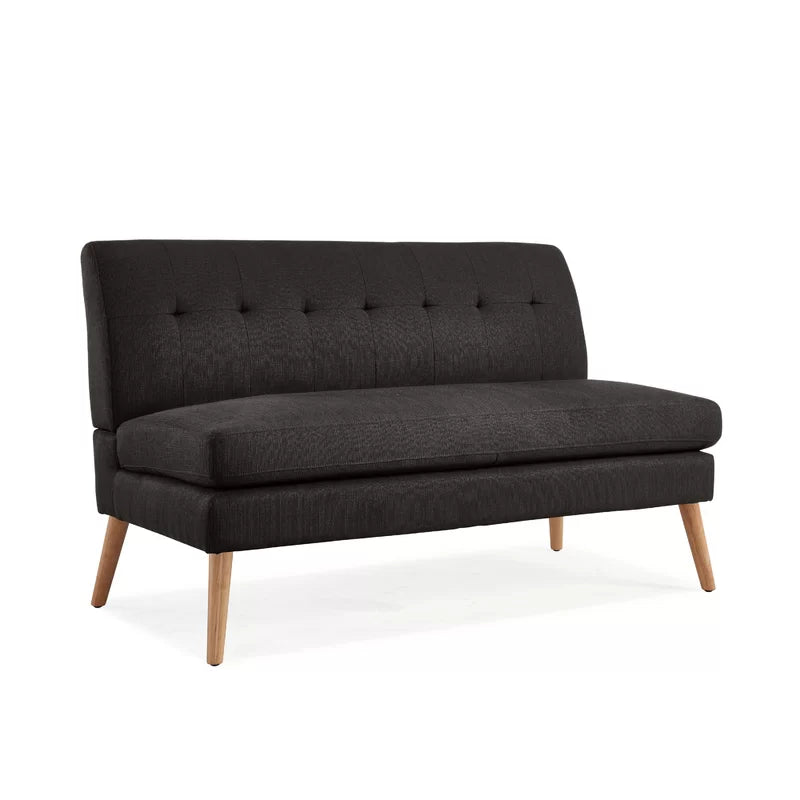2 Seater Armless Upholstered Sofa with Wooden Legs -