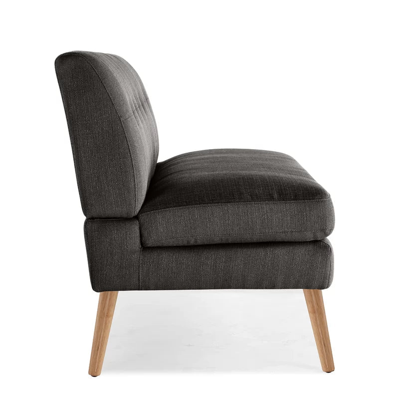 2 Seater Armless Upholstered Sofa with Wooden Legs -