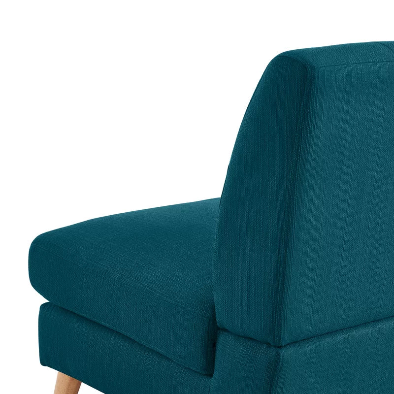 2 Seater Armless Upholstered Sofa with Wooden Legs -