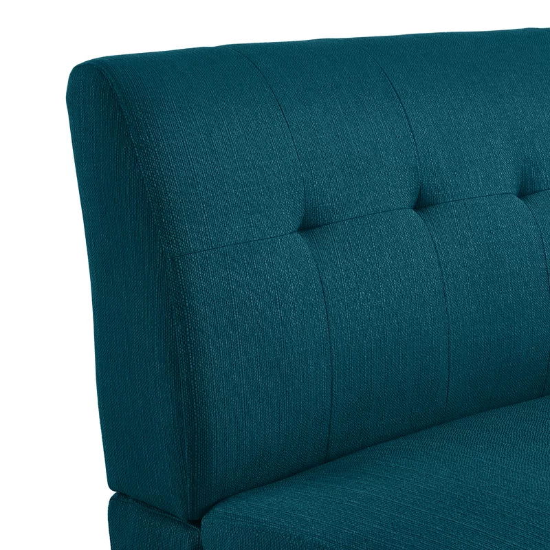 2 Seater Armless Upholstered Sofa with Wooden Legs -