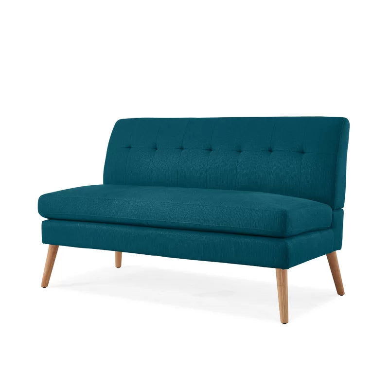 2 Seater Armless Upholstered Sofa with Wooden Legs -