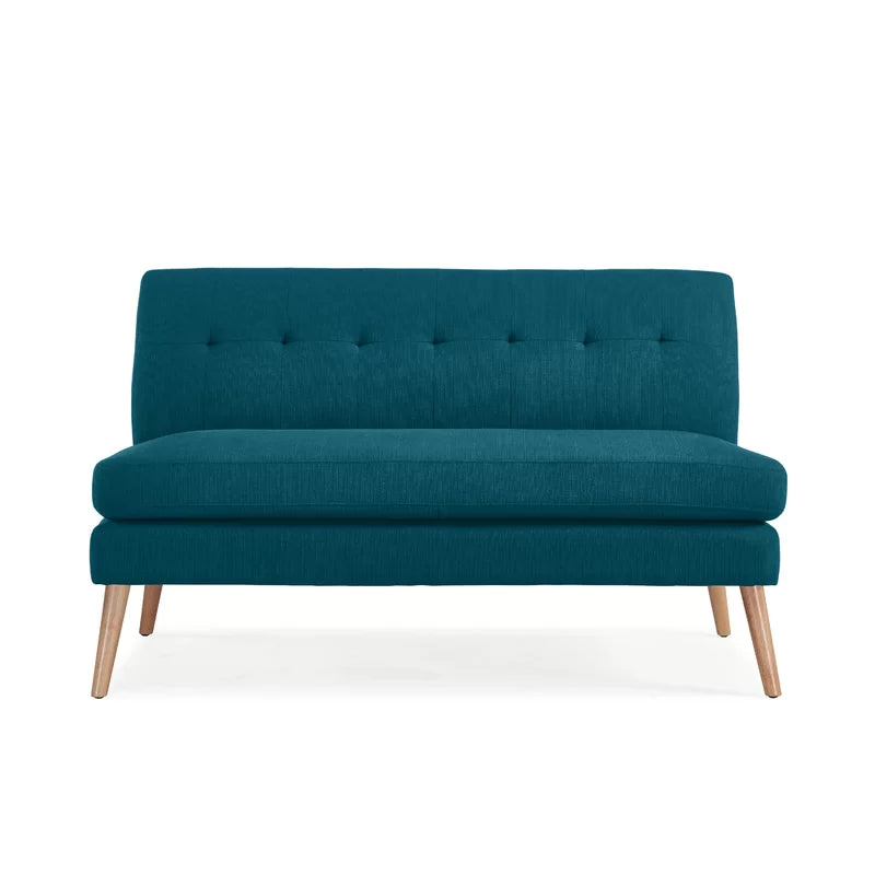 2 Seater Armless Upholstered Sofa with Wooden Legs -