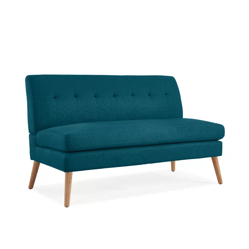 2 Seater Armless Upholstered Sofa with Wooden Legs -