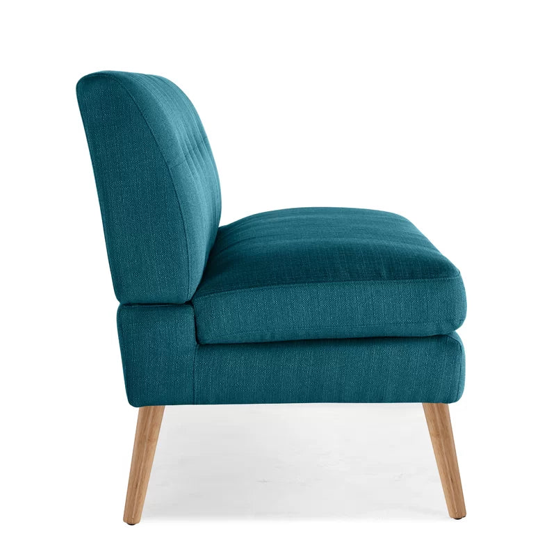 2 Seater Armless Upholstered Sofa with Wooden Legs -