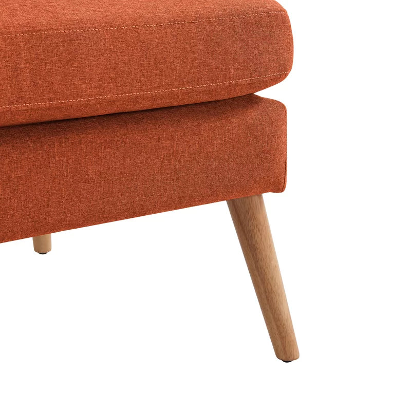 2 Seater Armless Upholstered Sofa with Wooden Legs -