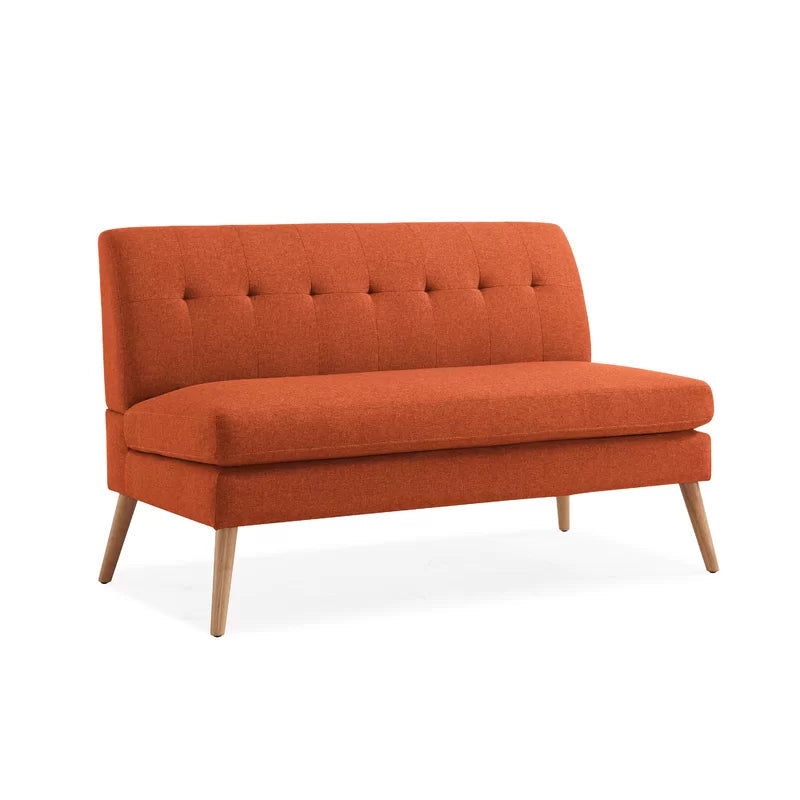 2 Seater Armless Upholstered Sofa with Wooden Legs -