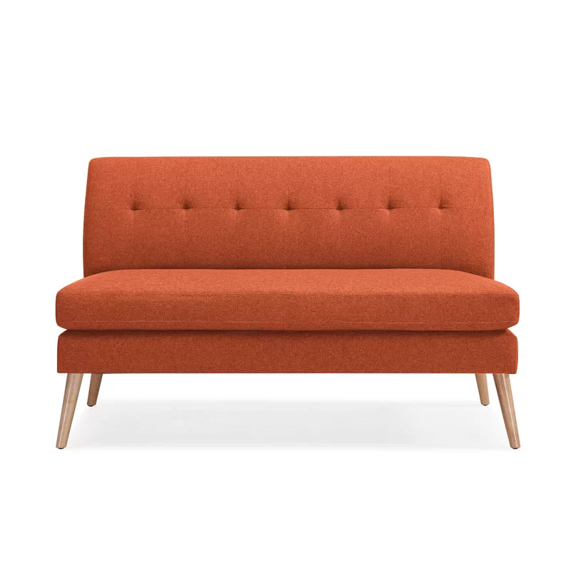 2 Seater Armless Upholstered Sofa with Wooden Legs -