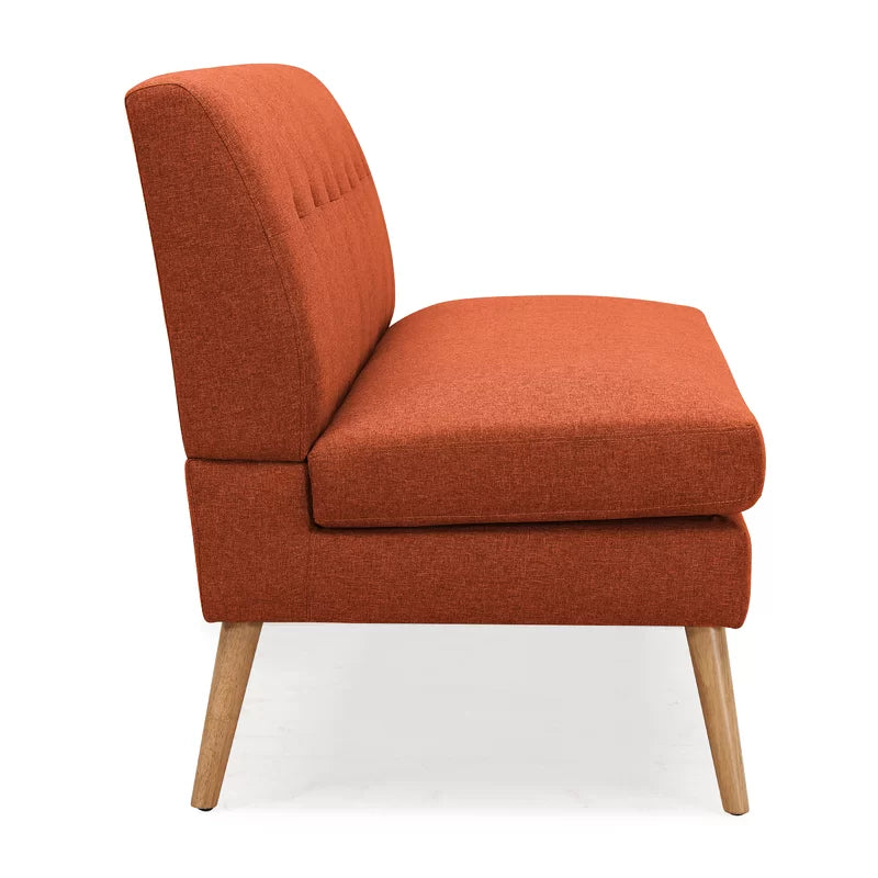 2 Seater Armless Upholstered Sofa with Wooden Legs -