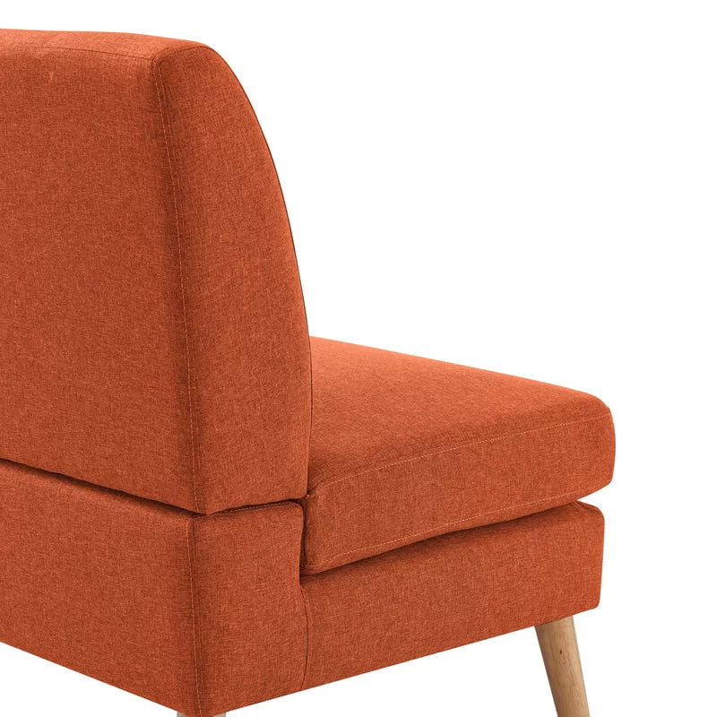 2 Seater Armless Upholstered Sofa with Wooden Legs -
