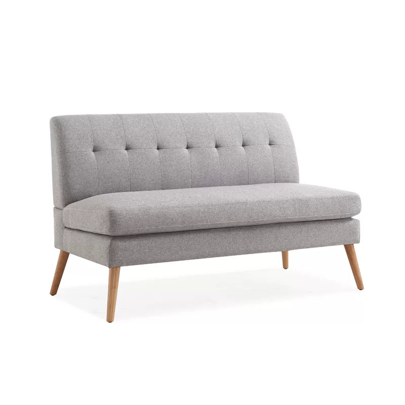 2 Seater Armless Upholstered Sofa with Wooden Legs -