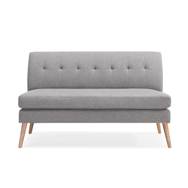 2 Seater Armless Upholstered Sofa with Wooden Legs -