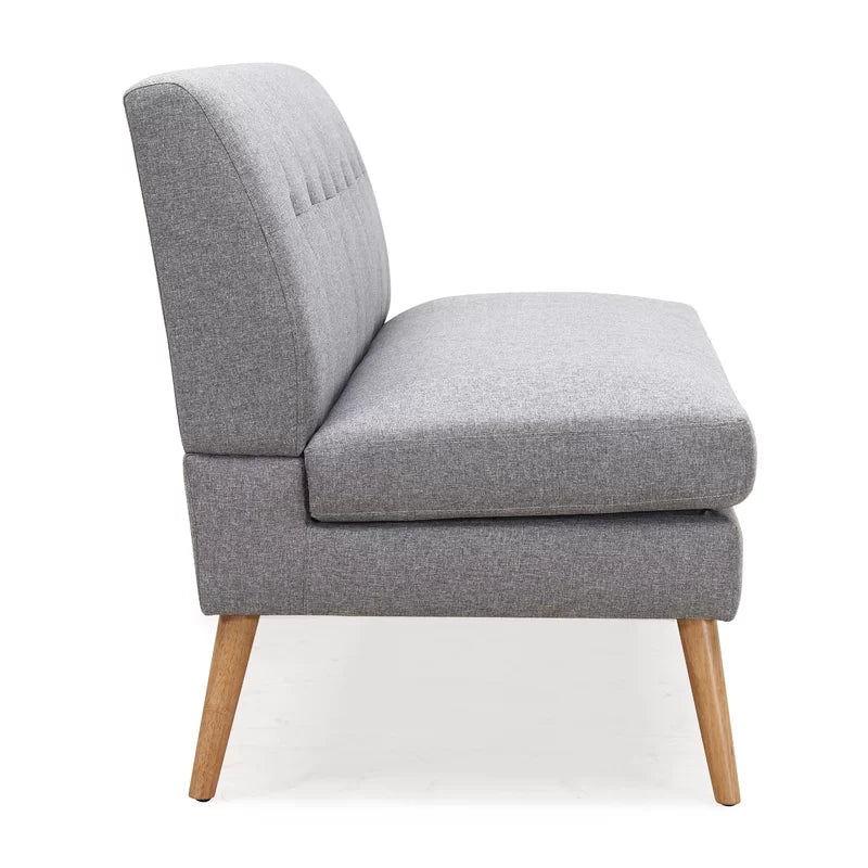 2 Seater Armless Upholstered Sofa with Wooden Legs -