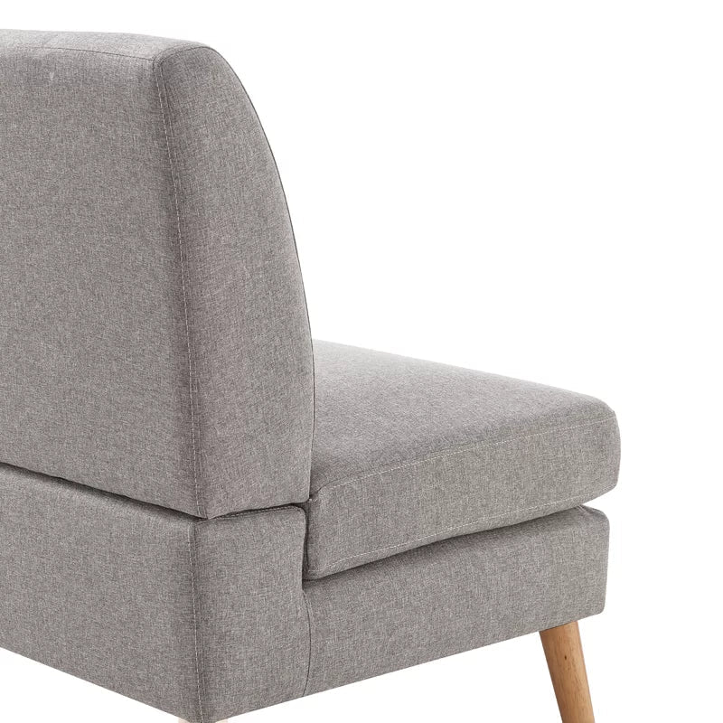 2 Seater Armless Upholstered Sofa with Wooden Legs -