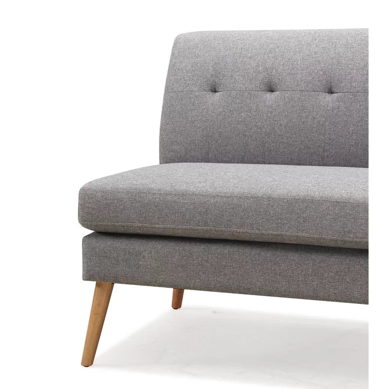2 Seater Armless Upholstered Sofa with Wooden Legs -