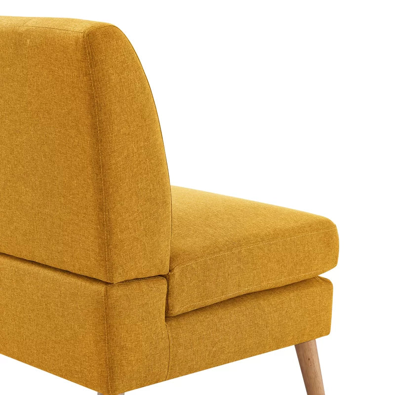 2 Seater Armless Upholstered Sofa with Wooden Legs -