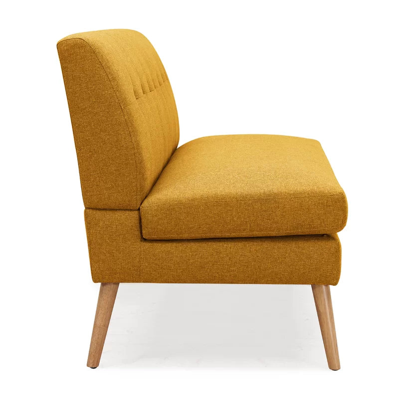 2 Seater Armless Upholstered Sofa with Wooden Legs -