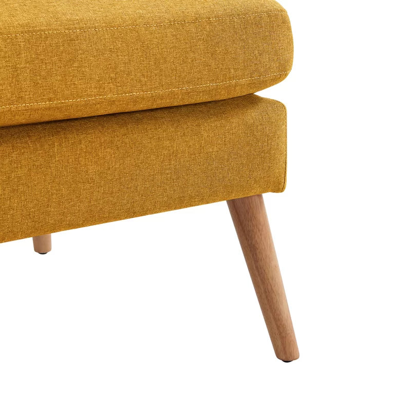 2 Seater Armless Upholstered Sofa with Wooden Legs -