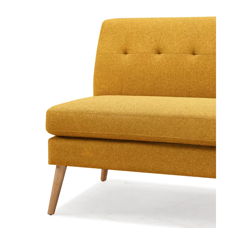 2 Seater Armless Upholstered Sofa with Wooden Legs -