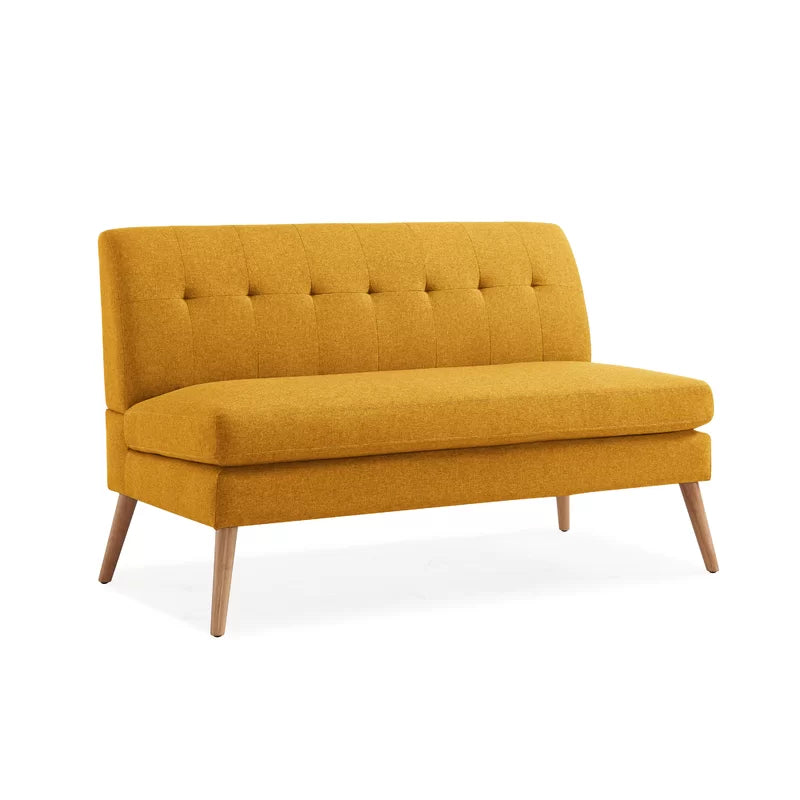 2 Seater Armless Upholstered Sofa with Wooden Legs -