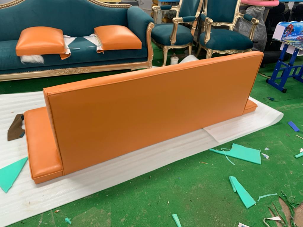 2 Seater Fabric & Leatherette Sofa with Classic Metal Legs Finish -