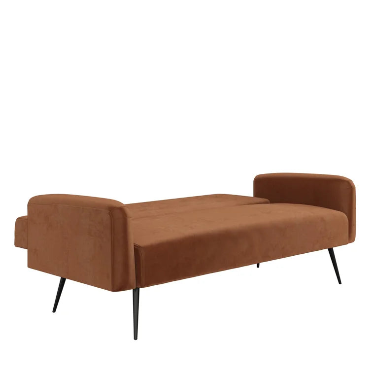 2 Seater Fabric Sofa Cum Bed with Wooden Legs -