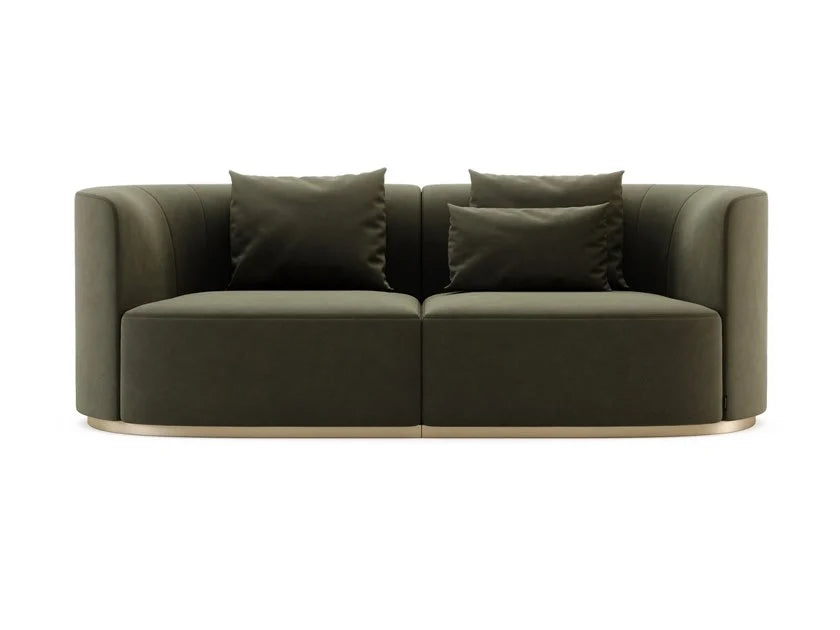 2 Seater Fabric Sofa with Wooden Base -