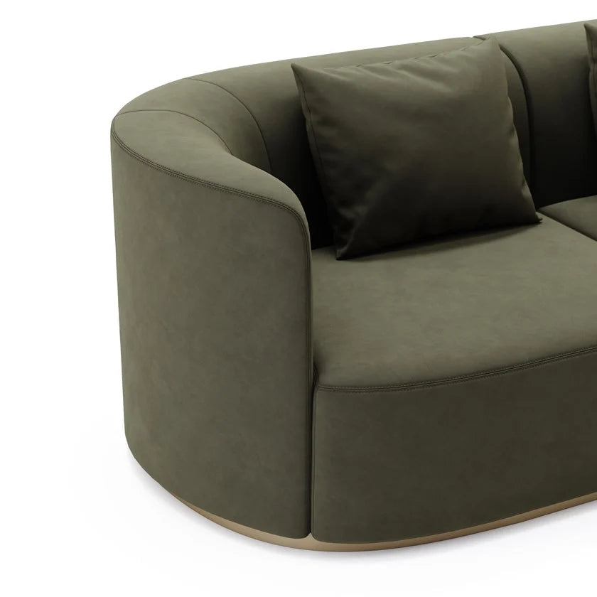 2 Seater Fabric Sofa with Wooden Base -