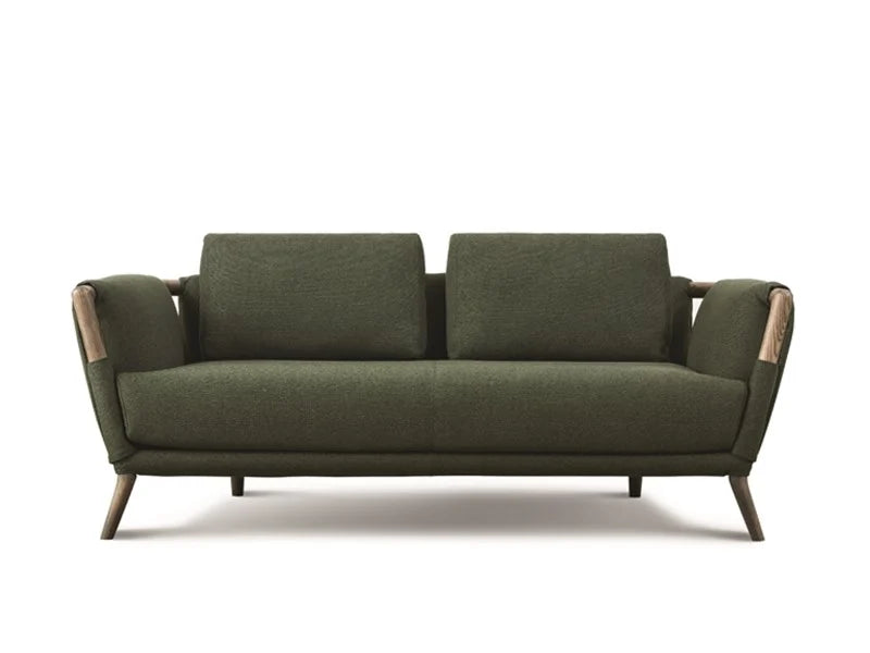 2 Seater Fabric Sofa with Wooden Legs -