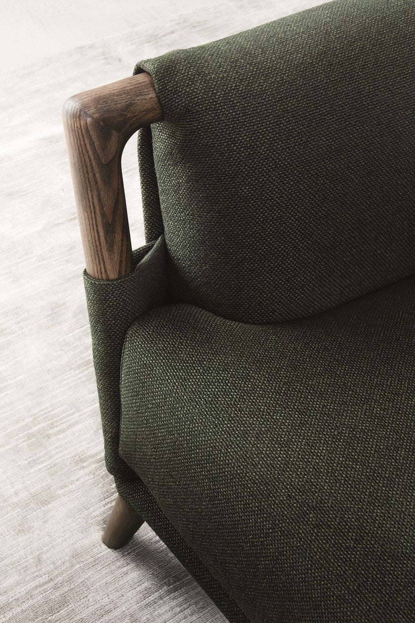 2 Seater Fabric Sofa with Wooden Legs -