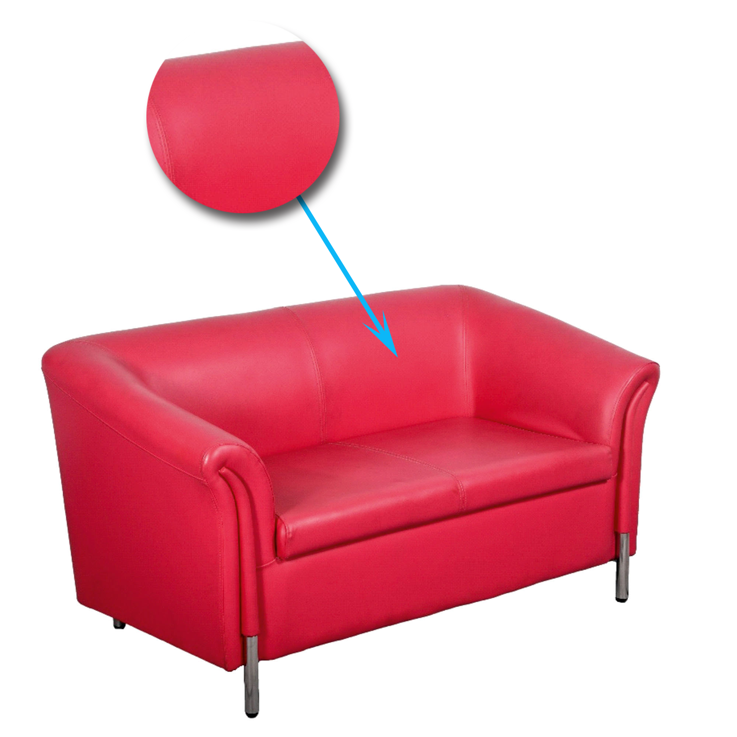 2 Seater Leather Sofa With Metal Legs -