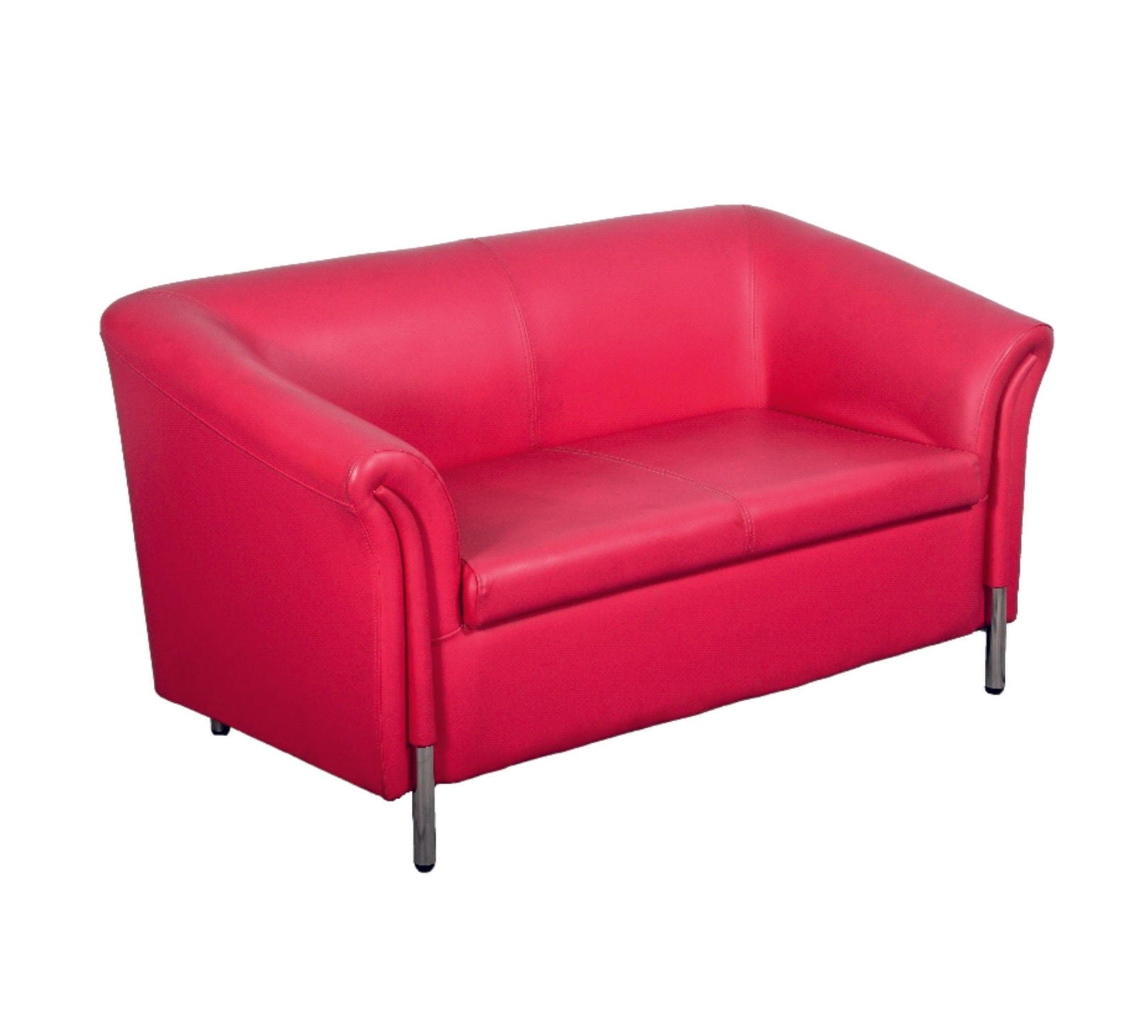 2 Seater Leather Sofa With Metal Legs -