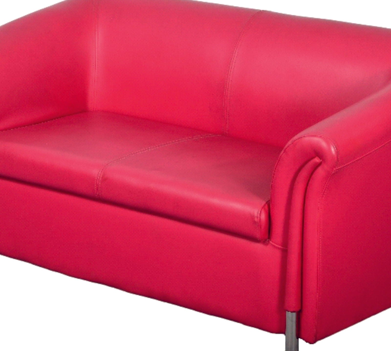 2 Seater Leather Sofa With Metal Legs -