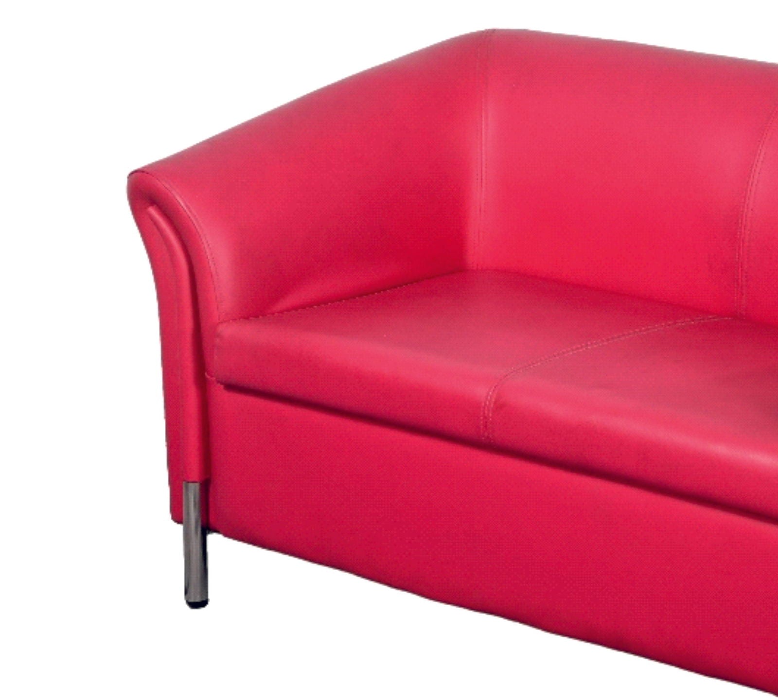 2 Seater Leather Sofa With Metal Legs -