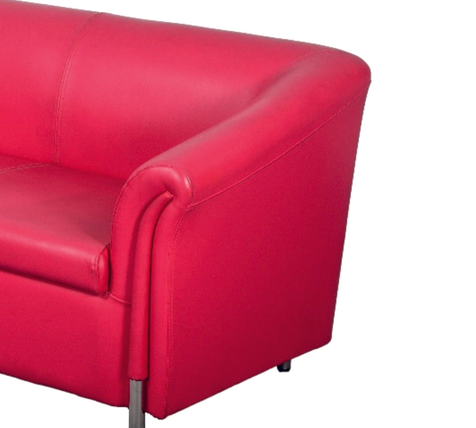 2 Seater Leather Sofa With Metal Legs -