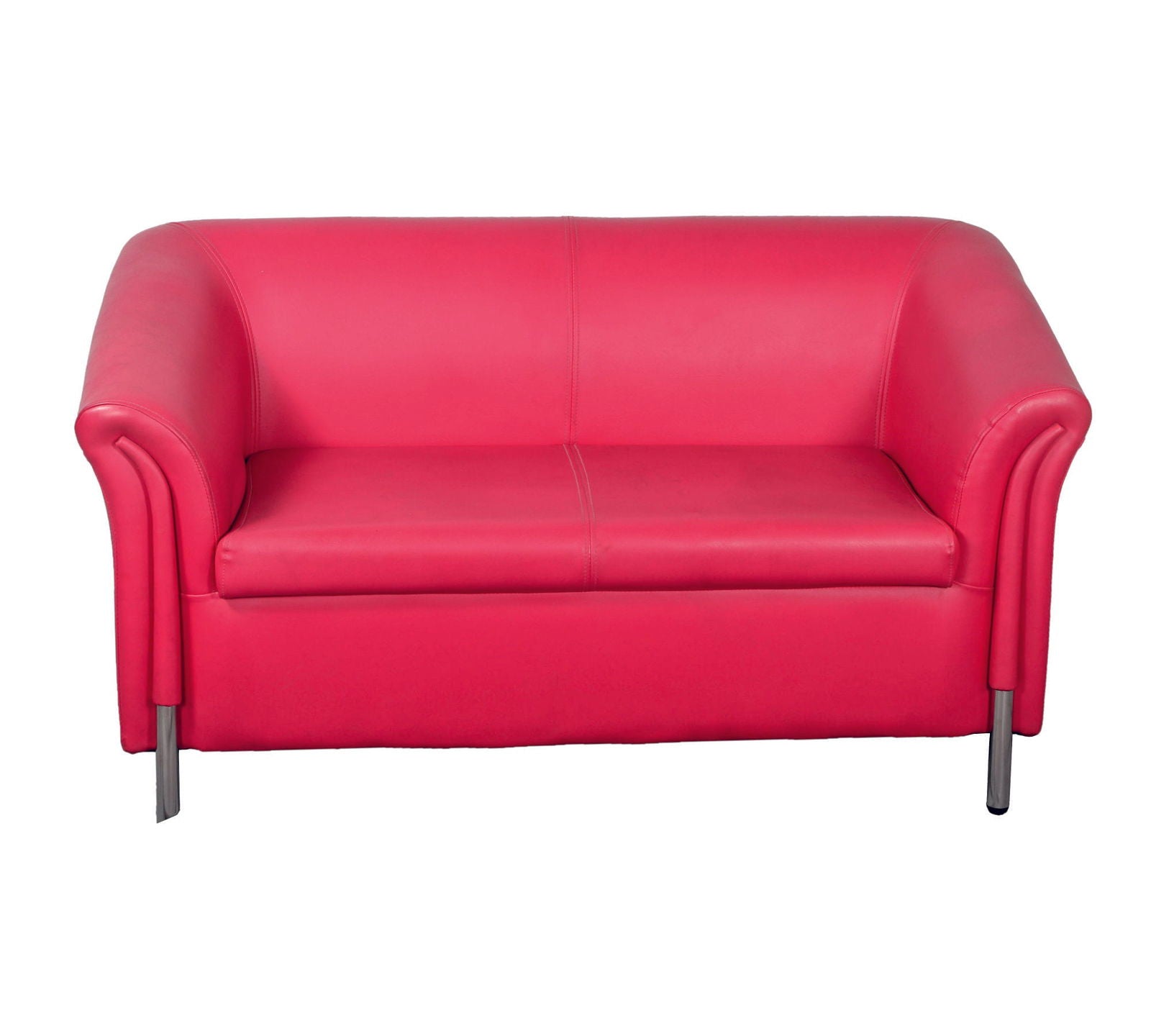 2 Seater Leather Sofa With Metal Legs -