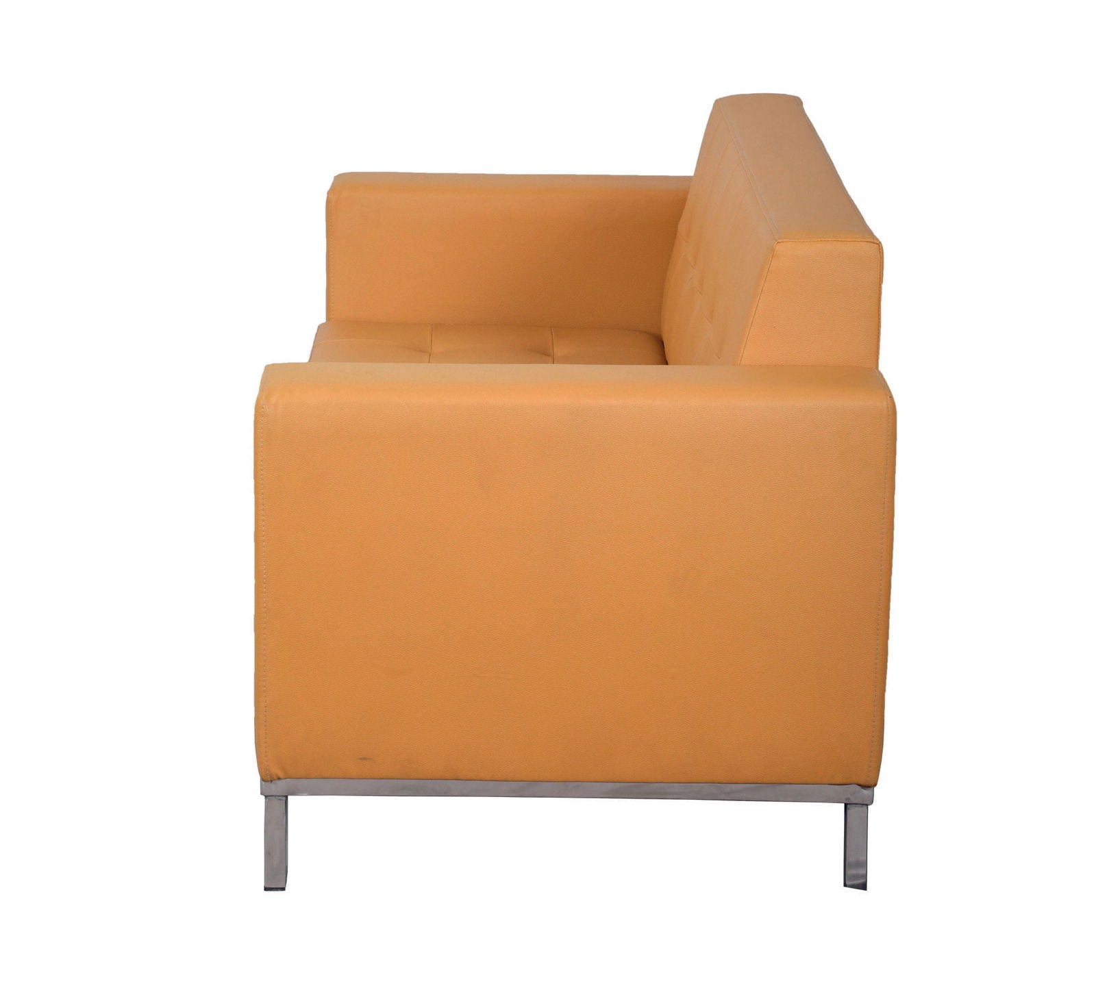 2 Seater Leather Sofa in Metal Chrome Finish -