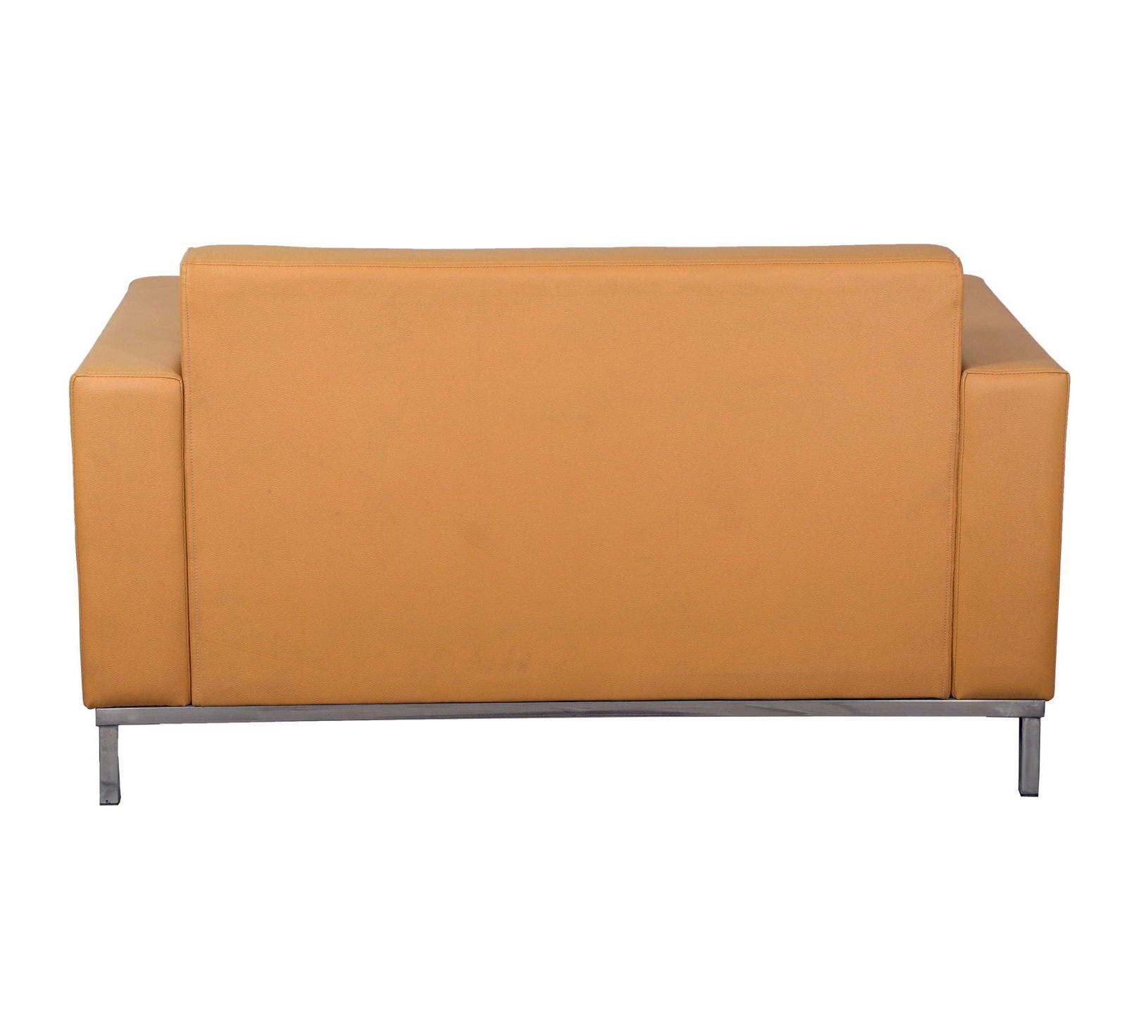 2 Seater Leather Sofa in Metal Chrome Finish -