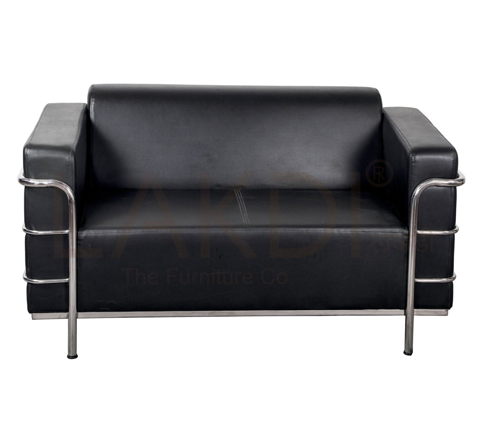2 Seater Leather Sofa in Metal Legs -