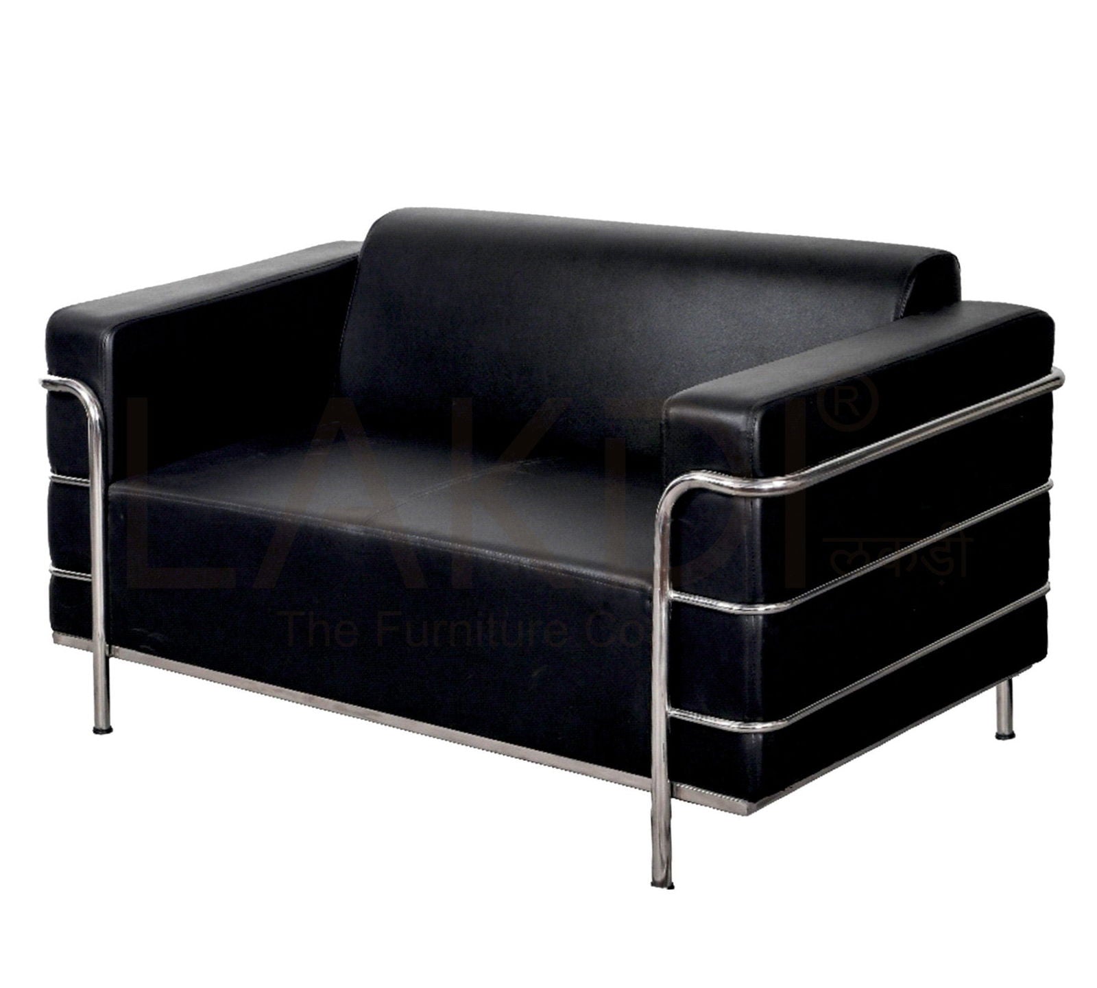 2 Seater Leather Sofa in Metal Legs -