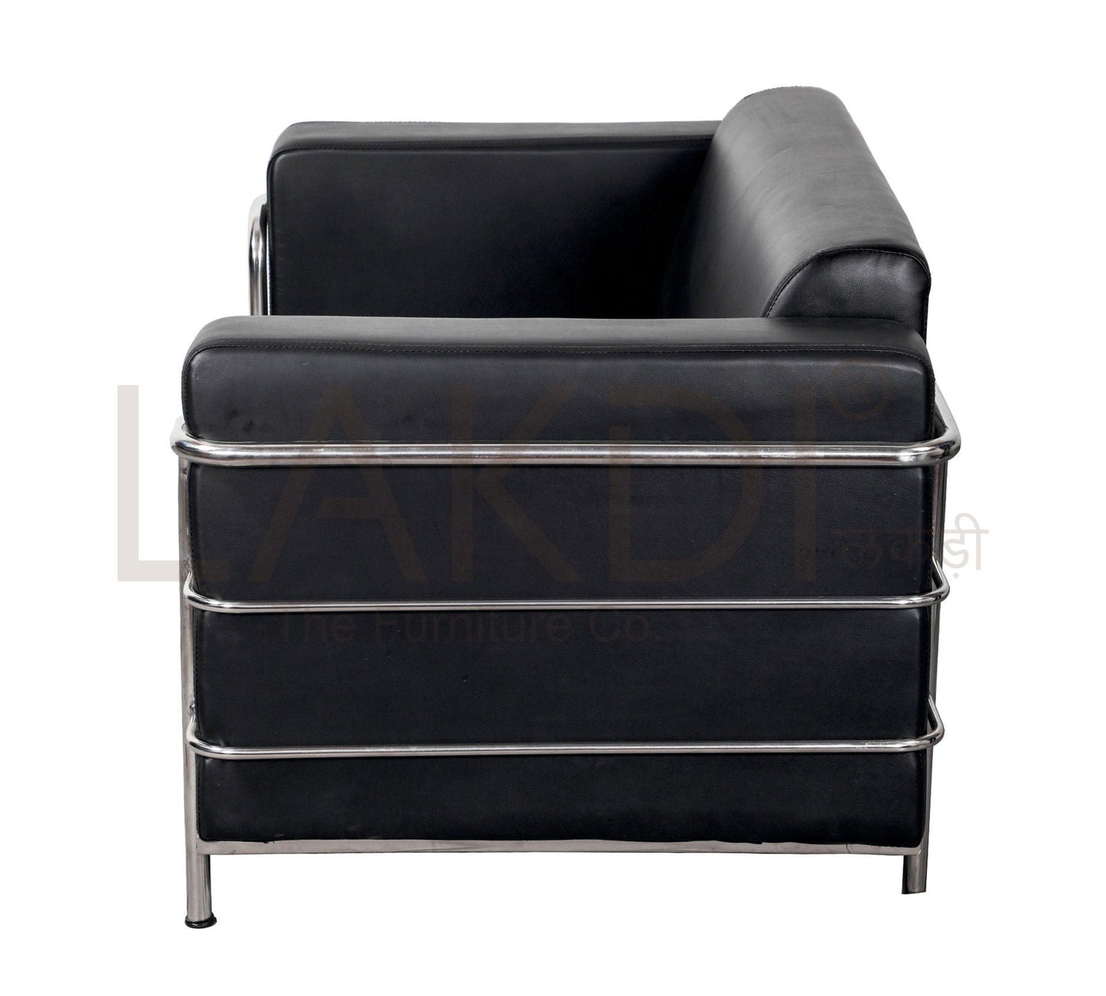 2 Seater Leather Sofa in Metal Legs -
