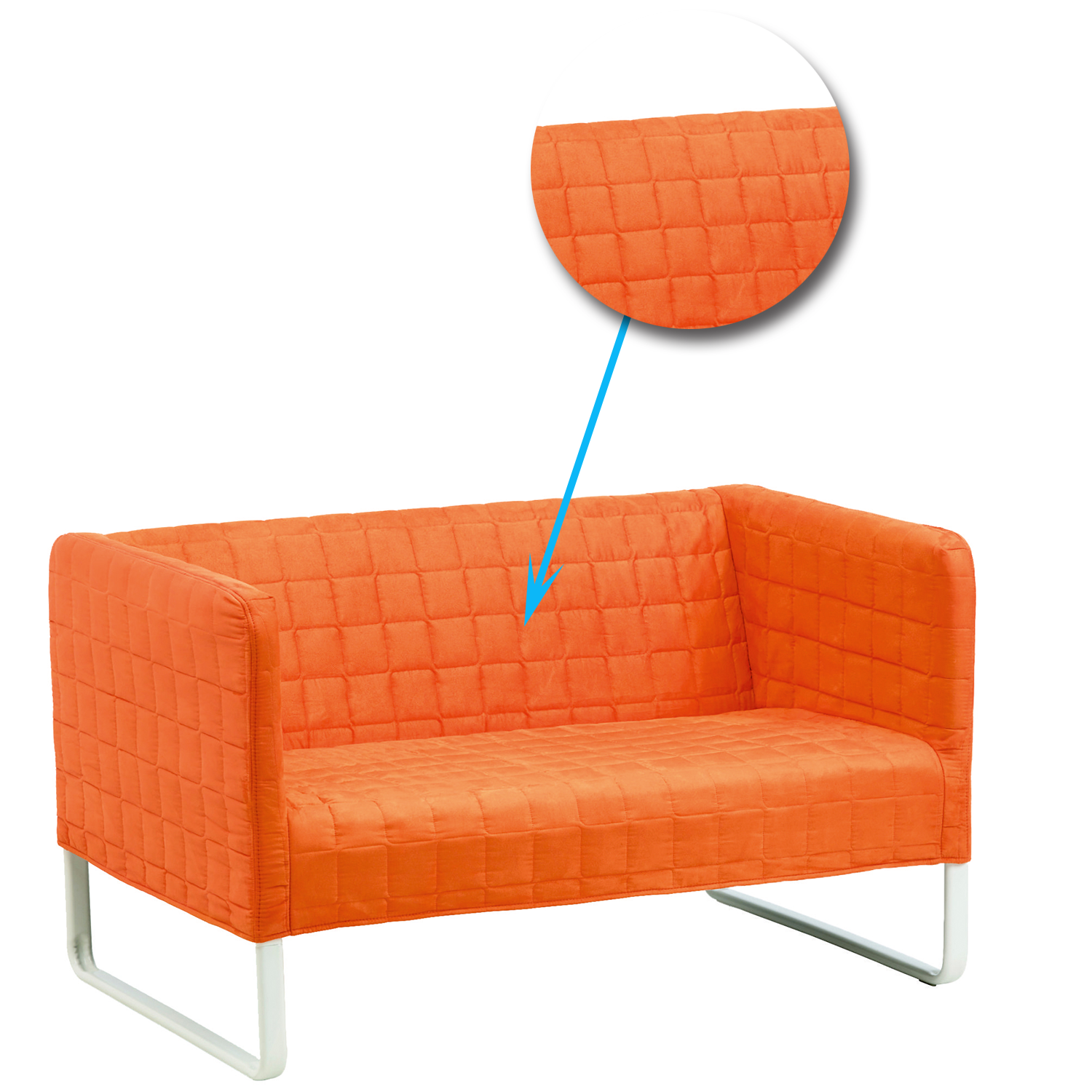 2 Seater Leatherette Sofa With Metal Legs -