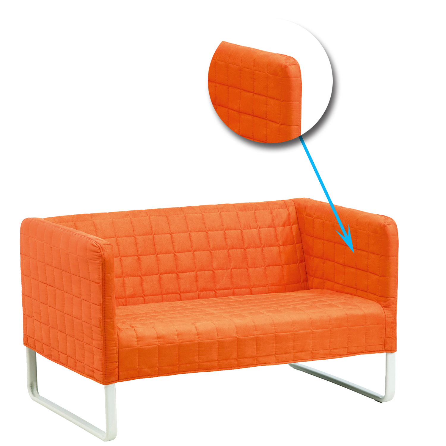 2 Seater Leatherette Sofa With Metal Legs -