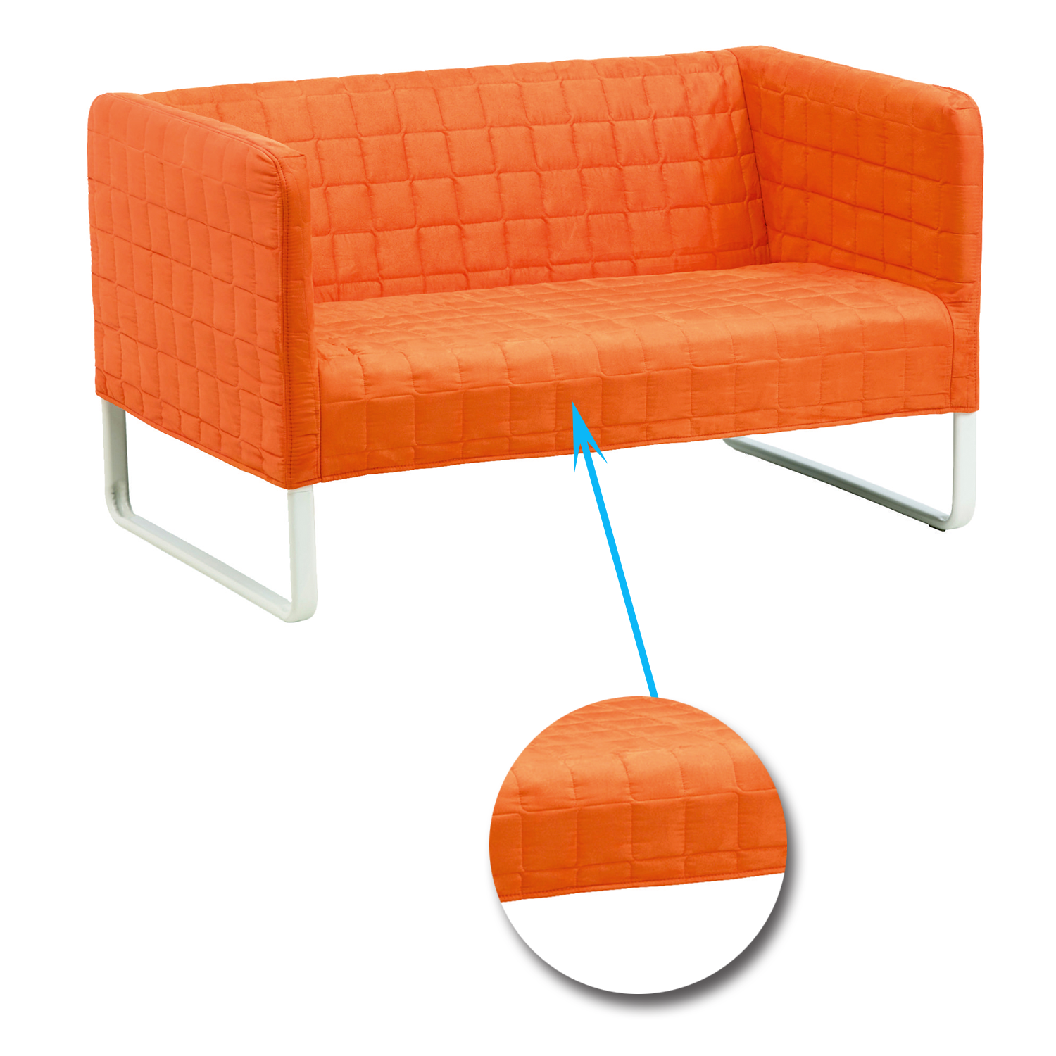 2 Seater Leatherette Sofa With Metal Legs -