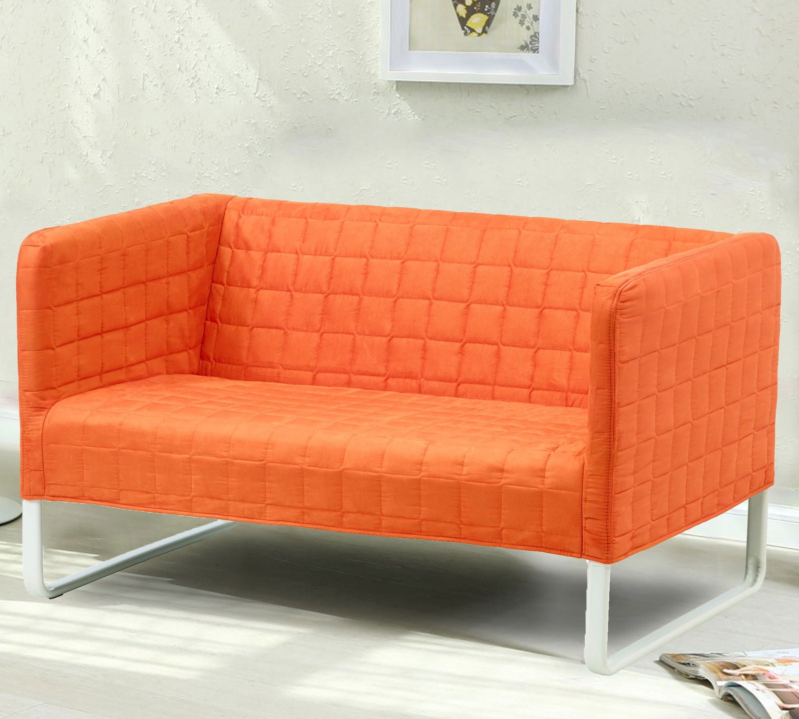 2 Seater Leatherette Sofa With Metal Legs -