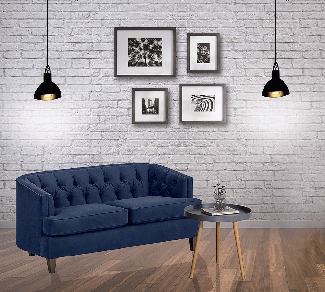 2 Seater Upholstered in Suede, Sofa with Wooden Legs