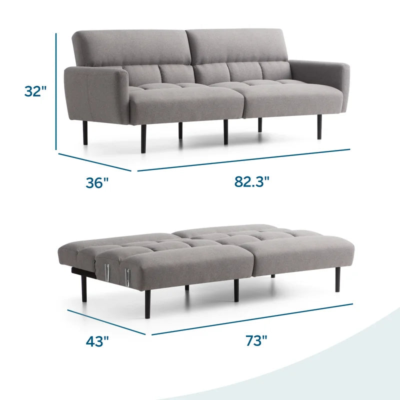 2 Seater Sofa Cum Bed with Metal Legs -