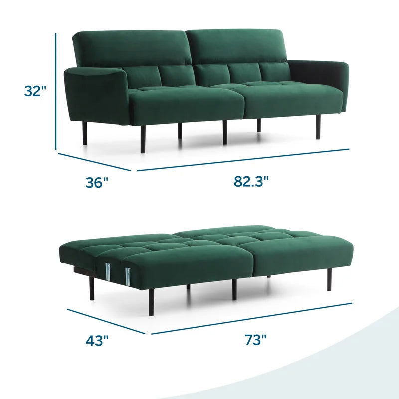 2 Seater Sofa Cum Bed with Metal Legs -