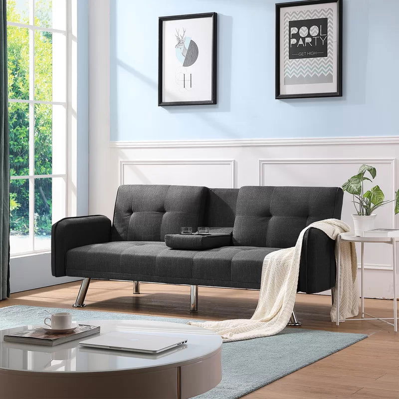 2 Seater Sofa Cum Bed with Metal Legs -